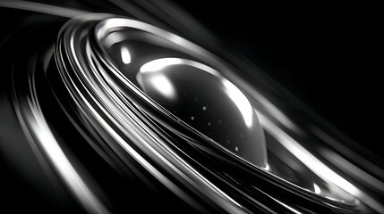 Canvas Print - abstract chrome sphere with light reflections on a dark background creates a futuristic and modern d