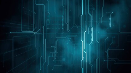 A dark blue technological grid with bright lines resembling circuits creating a futuristic hightech atmosphere