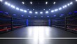 © Jihan - Empty boxing ring inside a large arena.