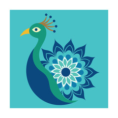 Naklejka na meble Religious Peacock with Divine Mandala Tail Vector