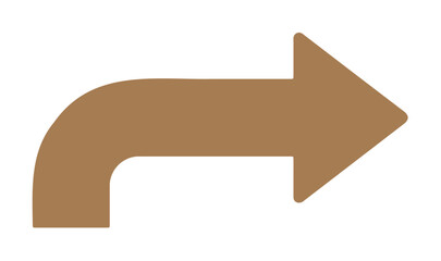 Bent Brown Arrow Pointing Right Directional Turn Icon Vector
