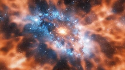 Wall Mural - Bright celestial burst with swirling blue, orange, and white nebula