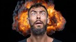 © Nataliia_Trushchenko - Man with a beard and a shock of fire in his hair. He looks surprised and scared