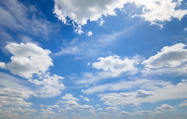 Wall Mural - a beautiful blue sky with soft white clouds for abstract background