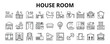 ©  karyative - 30 House Room Line Icons Vector - Bedroom, Office, Bathroom, Lounge, Mudroom, Playroom, Balcony