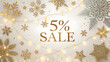 © TanminAkter - Golden snowflakes and festive lights with 5 percent sale text full hd 4k stock image download christmas