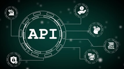API - Application Programming Interface. Software development tool. Business, modern technology, internet and networking concept. digital hud  animation.