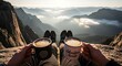 © widhihutomo - Relaxing Coffee Break On Mountain Peak With Stunning Landscape View