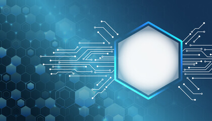 Wall Mural - abstract hexagons, futuristic concept. data transfer and protection, internet communication on a blu