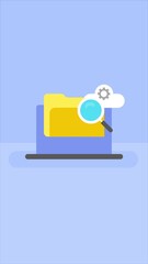 Wall Mural - searching cloud storage for document, secure cloud server scanning for errors. cloud computing for b