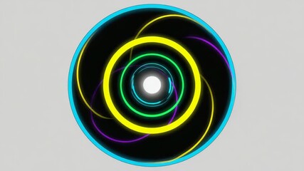 Wall Mural - bright, colorful lines swirl and converge towards a bright center within a circular frame, creating 