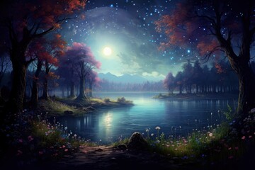 magic night landscape moon astronomy.