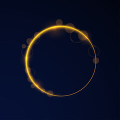 Wall Mural - light illuminates circular abstract shapes with sparkling gold flare glittering shine star vector br
