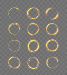 Wall Mural - star sparkles with glowing gold light abstract circle frame bright vector magic glittering confetti 
