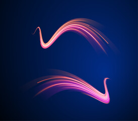 Abstract neon trail streaks blur motion line digital energy electric pattern futuristic network stream glow pink blue background design technology art