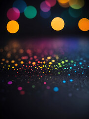 Wall Mural - abstract background with vibrant blue and orange circular bokeh lights.