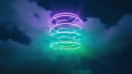 Wall Mural - vibrant neon spirals glowing against a backdrop of dark night clouds, creating a mesmerizing spectac