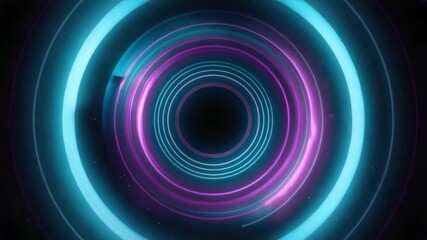 Wall Mural - radiating vibrant neon glow circles create a mesmerizing tunnel effect, exuding a futuristic and dyn