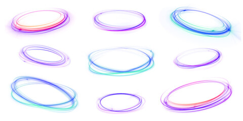 Wall Mural - ellipse glow line swirl blue light shine abstract effect background circle circular design digital e
