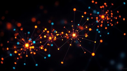 An abstract network of glowing nodes and connections, creating a futuristic visual effect.