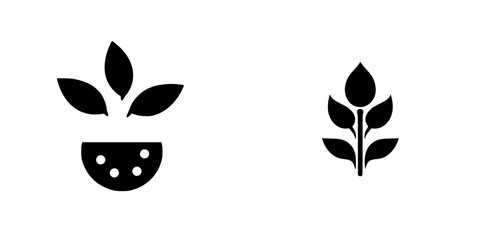 Wall Mural - Modern plant icons featuring a potted plant and a flowering stem in minimalist design suitable for various applications
