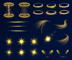 Wall Mural - glow shine sparkle light effect yellow flare line background star beam ray sun spark neon glare vect