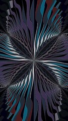 Wall Mural - 3D animation vertical beautiful video colorful abstract bright light energy 4K of smooth lines waves glittering light effect on black background