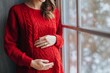 © MKS - An expectant mother stands by the window, cradling her belly and overflowing with affection and joy for her unborn child