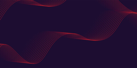 Wall Mural - dark red abstract background with glowing red wave lines. futuristic background modern concept techn