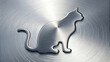 © AI   NEX GEN - Industrial design featuring a graceful cat figure with a shiny brushed metal finish on a circular steel plate