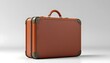 © Aprilianti - Vintage style brown suitcase, white background.