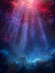Wall Mural - the cosmic scene is characterized by starry beauty, vibrant nebulas, and radiant light beams