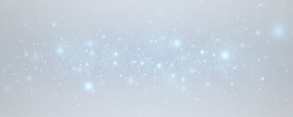 Wall Mural - Festive background with sparkling dust and blue stars. Glitter bokeh lights isolated on a transparent background.