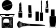 © T-Shop - Collection of black silhouette makeup products on white background