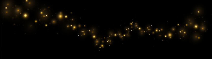 Wall Mural - gold sparks and golden stars glitter special light effect. vector sparkles on transparent background