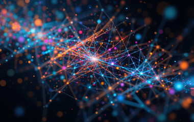Vibrant network of colorful lights and connections, creating dynamic visual experience