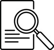 © Noman - Outline icon of magnifying glass over document, symbol of review or checking.