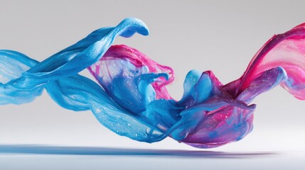 Canvas Print - elegant swirls of blue and pink paint blending in fluid motion