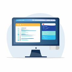 flat design computer monitor with application interface