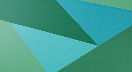 Wall Mural - Abstract Geometric Composition: Overlapping Triangles in Shades of Green and Blue