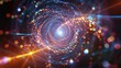 © Electro - Cosmic light tunnel with swirling energy and bright bokeh