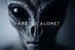 © avaye - Closeup of alien face in shadow, Are We Alone? eerie question text
