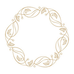 Wall Mural - Elegant round floral frame with leaves. Decorative botanical border in Art Nouveau style