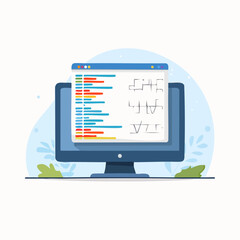Computer Monitor Displaying Code Illustration