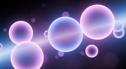 Wall Mural - Abstract Spheres: Glowing Bubbles in Cosmic Purple and Blue Light