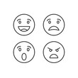 © TAHA - A collection of four simple line-drawn emoticons showing various emotions: happiness, sadness, surprise, and anger.