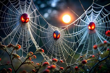 Ghostly webs halloween background