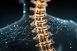© sha - Herniated disk concept and spine pain diagnostic in low polygon, particle, and triangle style design.Wireframe light connection structure.