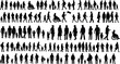 © Rifat Creatives - silhouette people collection, walking standing interacting, adults with children, carrying bags backpacks, wheelchair users, diverse activities, lifestyle concept, creative design background