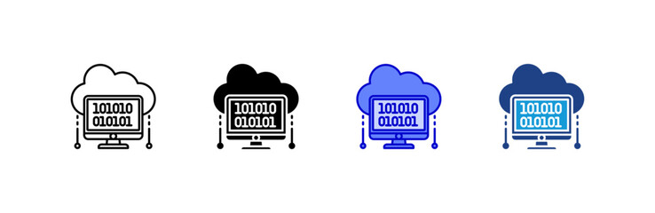 Binary Code icon set multiple style collection